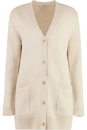 Max Mara Strik, Dame, Hvid, XS, Uld, Stilfuld Cardigan til Kvinder