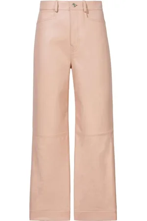 Proenza Schouler Bukser, Dame, Lyserød, 2XS, Læder, Lyserøde læder culottes med udsvinget kant
