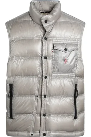 Moncler Jakke, Herre, Grå, XL, Uld, Quiltet Puffer Vest Jakke