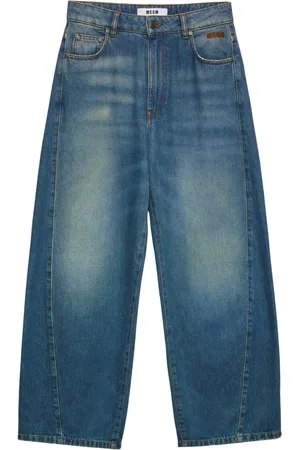 Msgm Jeans, Dame, Blå, M, Bomuld, Blå brede ben jeans