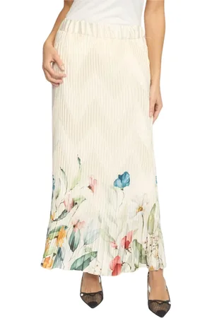2-Biz Nederdel, Dame, Flerfarvet, M/L, Blomstret Plisseret Nederdel Solina.Sp25