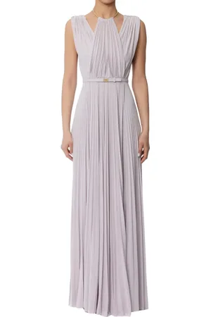 Elisabetta Franchi Kjole, Dame, Lilla, S, Uld, Guld Metal Detalje Jersey Kjole