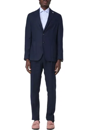 Manuel Ritz Jakkesæt, Herre, Blå, XL, Linned, Linneddragt Monopetto Slim Fit