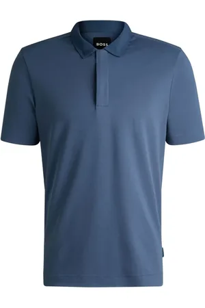 HUGO BOSS Top, Herre, Blå, S, Blå Halv-Zip Polo Skjorte