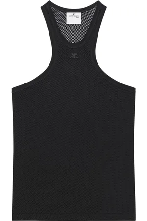 Courrèges Top, Herre, Sort, S, Sort Ærmeløs Crew Neck Racerback Top