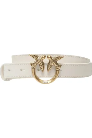 Pinko Tilbehør, Dame, Hvid, S, Læder, Elegant Læderbælte Love Berry