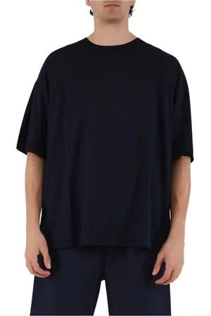 Roberto Collina Top, Herre, Blå, 2XL, Bomuld, Bomuldsoversize T-shirt med ribkant