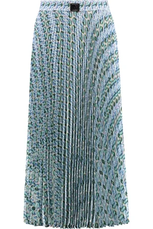 Tory Burch Nederdel, Dame, Flerfarvet, M, Polyester, Plisseret midinederdel med flerfarvet print