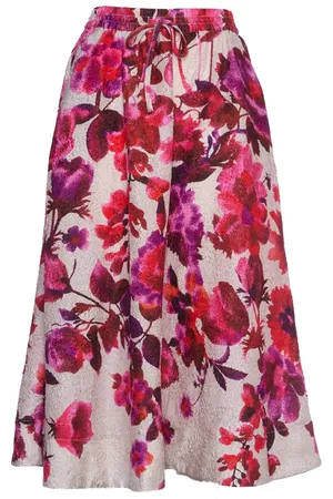 Essentiel Antwerp Nederdel, Dame, Flerfarvet, XS, Polyester, Off White Flared Waist Midi Nederdel