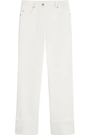 Max Mara Jeans, Dame, Hvid, XS, Bomuld, Bred Ben Bomuld Bull Bukser