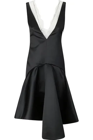 J.W.Anderson Kjole, Dame, Sort, XS, Polyester, Draped Hem V Neck Mini Kjole