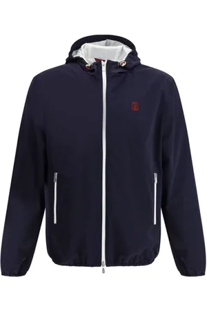 Brunello Cucinelli Jakke, Herre, Blå, 2XL, Uld, Vandtæt Hættejakke, Funktionel & Stilfuld