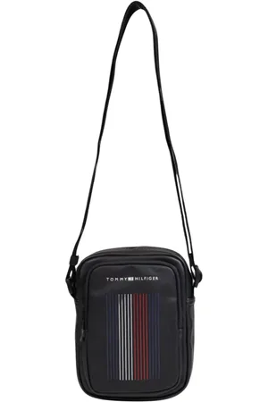 Tommy Hilfiger Taske, Herre, Sort, ONE SIZE, Uld, Sort Trykt Skuldertaske med Lynlås