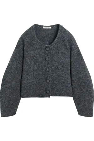 By Malene Birger Strik, Dame, Grå, XS, Polyester, Striktrøje med knaplukning