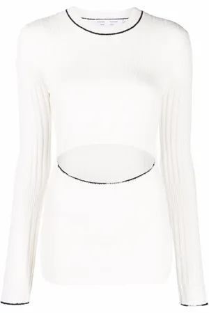 Proenza Schouler Strik, Dame, Hvid, M, Bomuld, Hvid Bouclé Cardigan med Kontrast Trim