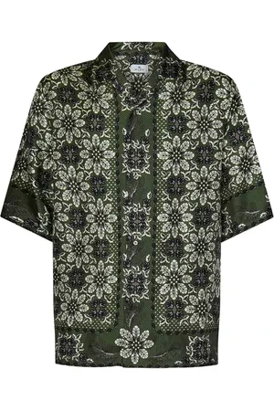 Etro Skjorte, Herre, Grøn, M, Uld, Short Sleeve Bluser