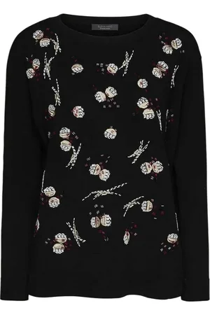 Elena Miro Strik, Dame, Sort, XL, Elegant Sort Pullover Sweater