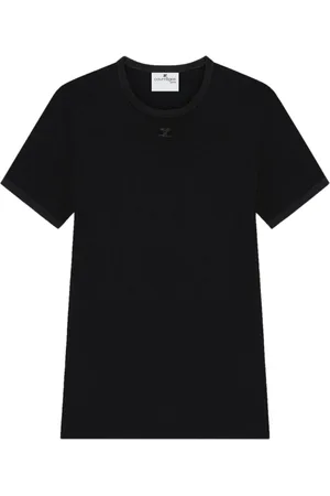 Courrèges Top, Herre, Sort, 2XL, Sort Logo Broderede T-shirts og Polos