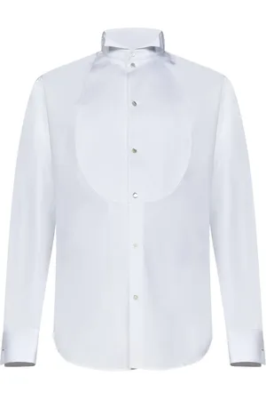 Emporio Armani Skjorte, Herre, Hvid, XL, Bomuld, Hvid Wing Collar Tuxedo Skjorte