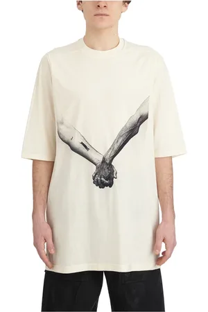 Rick Owens Top, Herre, Hvid, S, Jumbo Natural Black T-Shirt