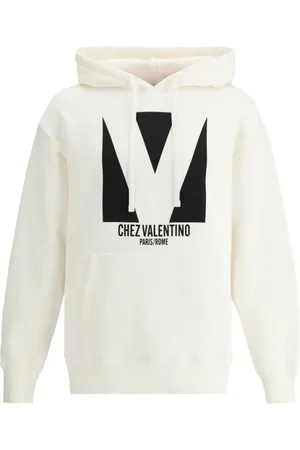 VALENTINO Sweathshirts & Hoodies, Herre, Hvid, L, Bomuld, Monogram Hættetrøje Bomuld Kængurulomme