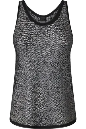 Pinko Top, Dame, Sort, S, Polyester, Paillet Mesh Tank Top