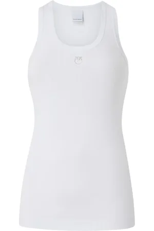Pinko Top, Dame, Hvid, S, Bomuld, Love Birds Ribbet Bomuld Top
