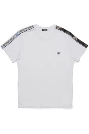 Emporio Armani Top, Herre, Hvid, 2XL, Bomuld, Hvid Bomulds T-Shirt Forår/Sommer Kollektion