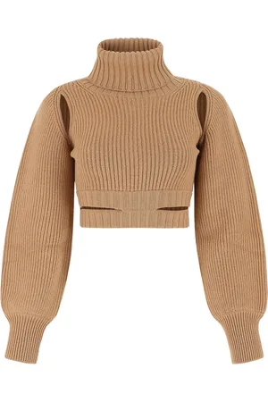 ANDREA ADAMO Strik, Dame, Brun, M, Uld, Turtleneck
