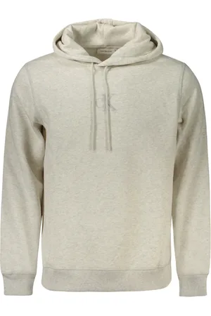 Calvin Klein Sweathshirts & Hoodies, Herre, Grå, S, Bomuld, Grå hættetrøje med broderet logo
