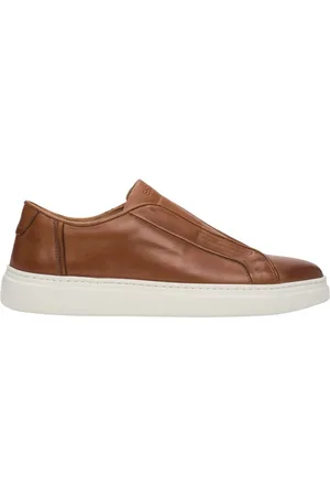 Estro Sko, Herre, Brun, 45 EU, Læder, Herres brune lave sneakers lavet af ægte italiensk læder