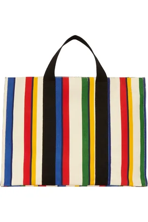 Msgm Taske, Dame, Flerfarvet, ONE SIZE, Bomuld, Strejf Canvas Shopping Taske