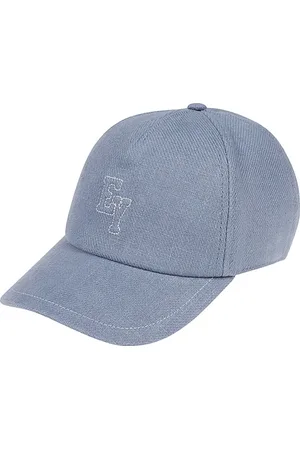 ELEVENTY Tilbehør, unisex, Blå, ONE SIZE, Linned, Linned baseballkasket med broderi