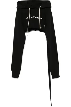 Rick Owens Sweathshirts & Hoodies, Herre, Sort, S, Sort Milk Cropped Hoodie