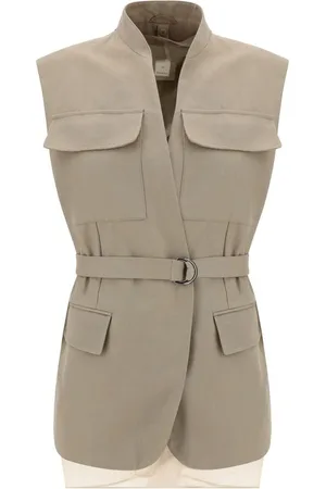 Brunello Cucinelli Jakke, Dame, , XL, Bomuld, Bomuldsgilet med høj krave