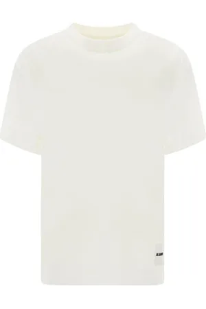 Jil Sander Top, Dame, Hvid, S, Bomuld, Minimalistisk Ribstrikket Crew Neck Bomulds T-shirt