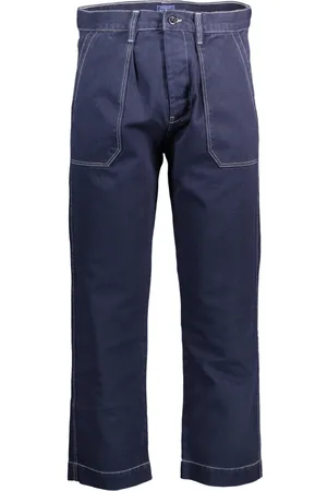 GANT Bukser, Herre, Blå, W34, Bomuld, Blå Slim Bukser med Logo