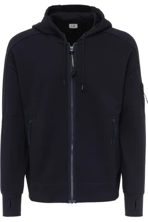 C.P. Company Sweathshirts & Hoodies, Herre, Blå, L, Diagonal Raised Fleece Zip Hoodie