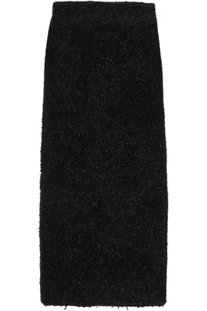 Balenciaga Nederdel, Dame, Sort, XS, Monokrom Strik Midi Nederdel