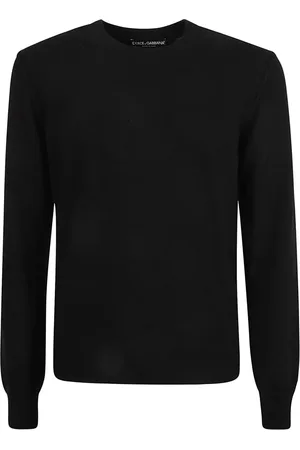 Dolce & Gabbana Strik, Herre, Sort, S, Sort Letvægts Crewneck Sweaters
