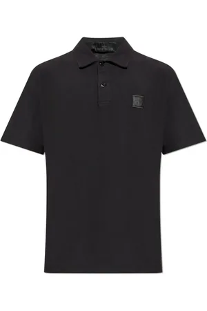 Stone Island Top, Herre, Sort, 2XL, Bomuld, Polo med logo patch