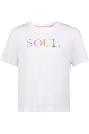 Cartoon Top, Dame, Hvid, L, Afslappet rund hals broderet skjorte