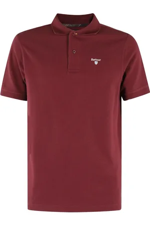Barbour Top, Herre, Rød, 3XL, Bomuld, Bordeaux Bomuldspolo med Broderet Logo