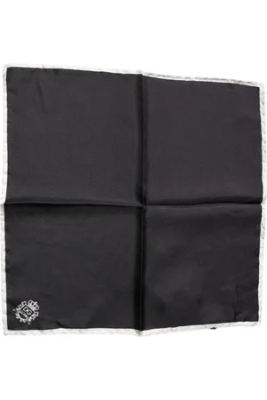 Dolce & Gabbana Tilbehør, Herre, Sort, ONE SIZE, Sort Crown Logo Silke Lommetørklæde Tørklæde