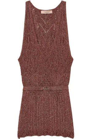Twin-Set Top, Dame, Brun, S, Brun Ærmeløs Top