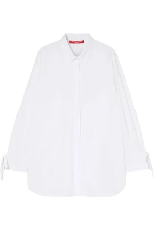 Persona by Marina Rinaldi Bluser & Skjorter, Dame, Hvid, XL, Bomuld, Hvid Bomuldsskjorte med Sløjfedetaljer