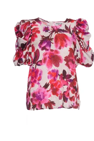 Essentiel Antwerp Bluser & Skjorter, Dame, Flerfarvet, XS, Uld, Puffy Sleeve Top Off White