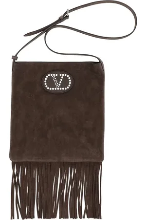 VALENTINO GARAVANI Taske, Herre, Brun, ONE SIZE, Uld, Skind Skuldertaske med Frynser