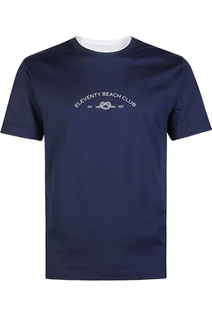 ELEVENTY Top, Herre, Blå, XL, Bomuld, Athletic Bomuld Crewneck T-Shirt
