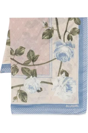 Blugirl Tilbehør, Dame, Flerfarvet, ONE SIZE, Polyester, Rosen Jacquard Tørklæde med Lurex Detaljer